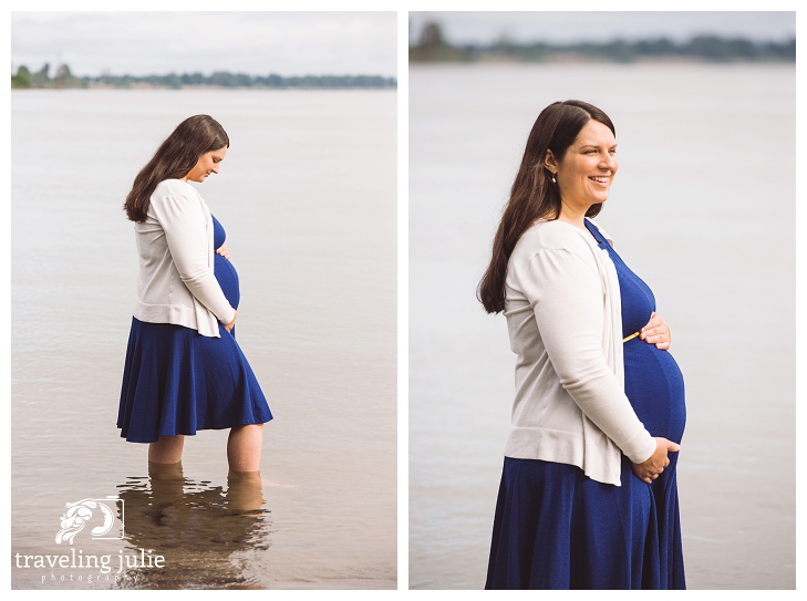 Maternity portrait standing in water