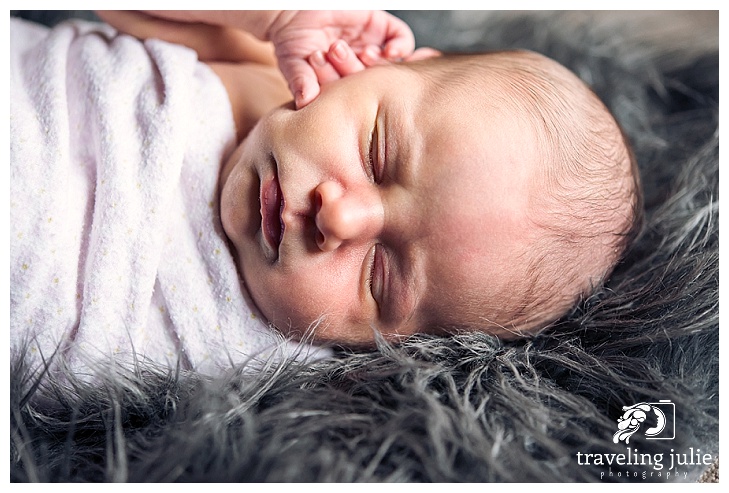 Peaceful newborn baby portrait