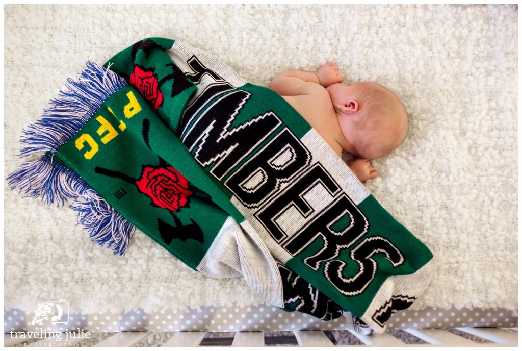 Newborn with Timbers scarf