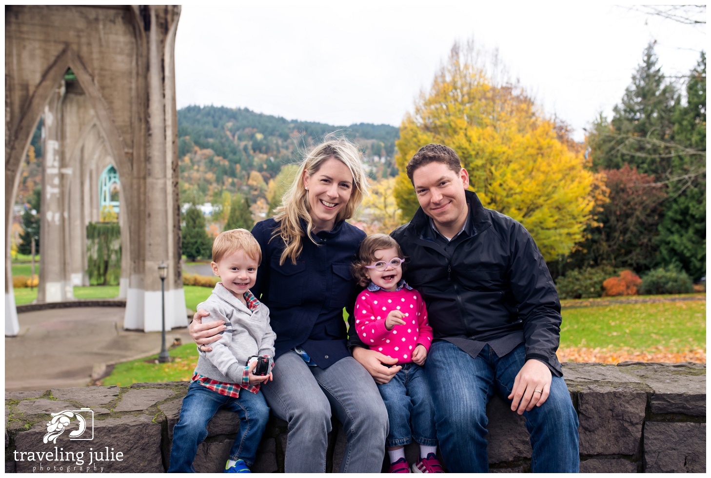 beautiful fall family portrait at Cathedral Park