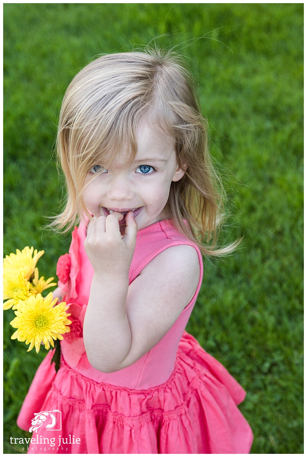 sweet little girl with flower