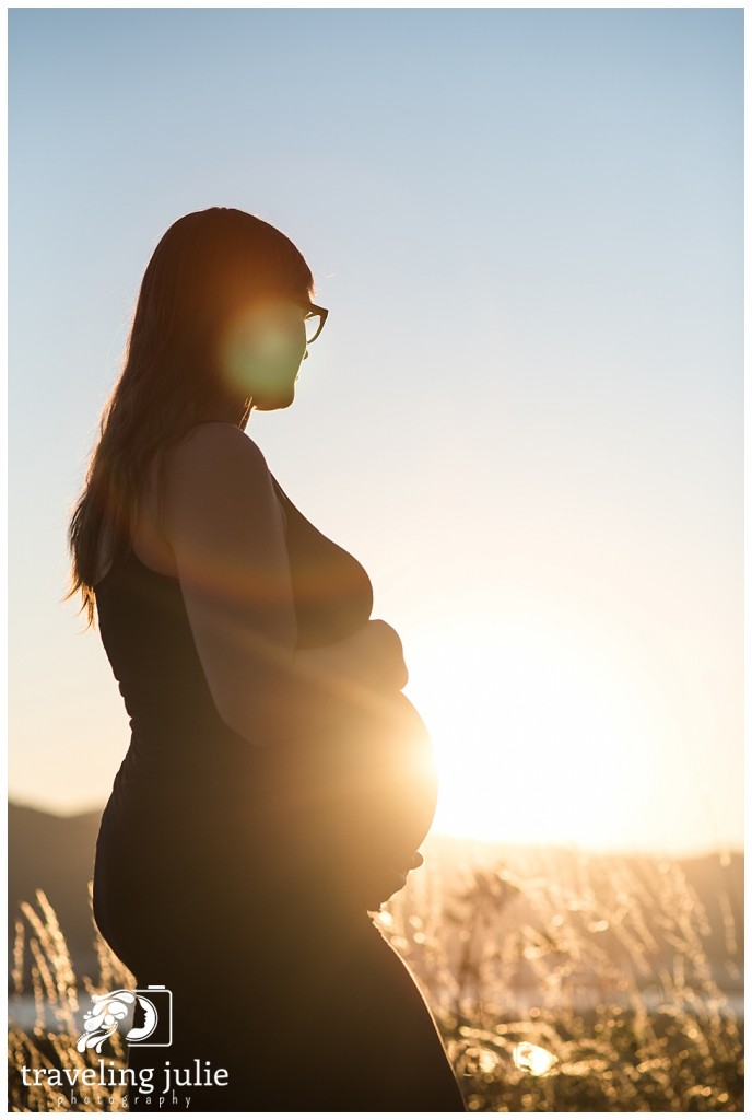 sunset flare maternity portrait